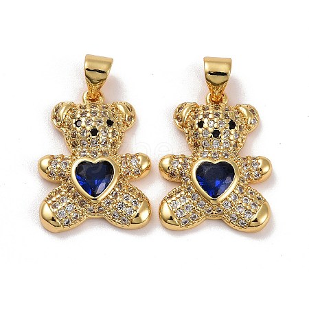 Brass Micro Pave Cubic Zirconia Pendants KK-K258-24D-G-RS-1