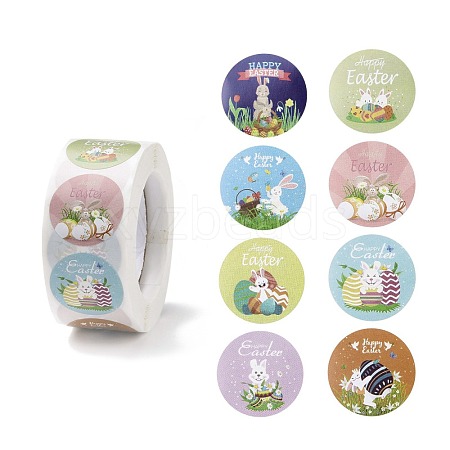 8 Patterns Easter Theme Self Adhesive Paper Sticker Rolls DIY-C060-03D-1