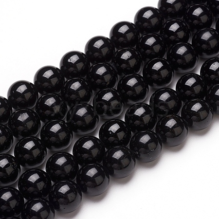 Natural Black Tourmaline Beads Strands G-L554-02-6mm-1