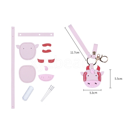 DIY Leather Cattle Pendant Keychain Making Kits PW-WG5577E-02-1