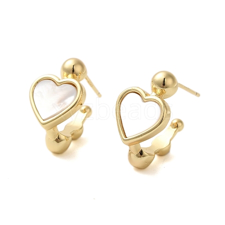 Shell Heart Stud Earrings EJEW-K287-01G-11-1