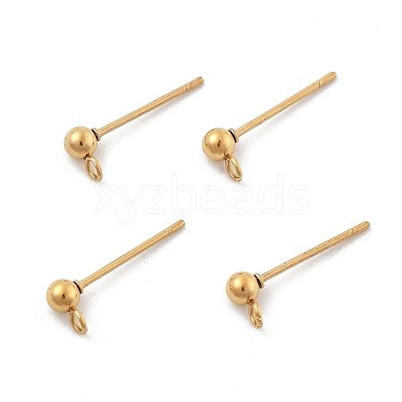 Ion Plating(IP) 304 Stainless Steel Ball Post Stud Earring Findings STAS-E163-44G-1