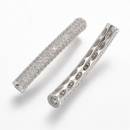 Brass Micro Pave Cubic Zirconia Tube Beads ZIRC-N025-60P-1