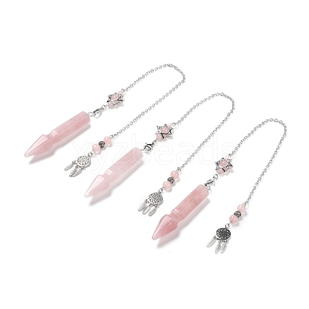 Natural Rose Quartz Pointed Dowsing Pendulums G-I322-01P-01-1