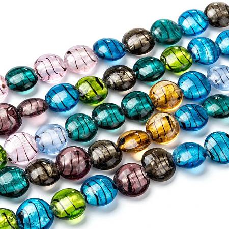 Handmade Silver Foil Glass Beads Strands SL109-1