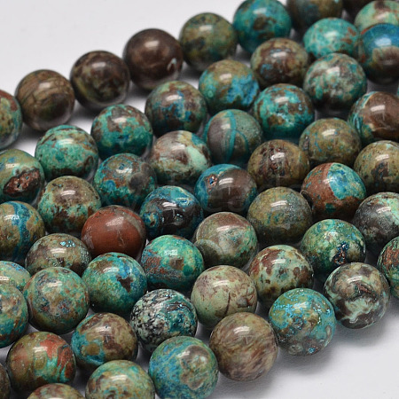 Dyed Natural Ocean Agate/Ocean Jasper Round Beads Strands G-E331-30A-1
