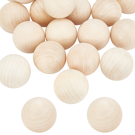   20Pcs Natural Wooden Round Ball WOOD-PH0002-93-1