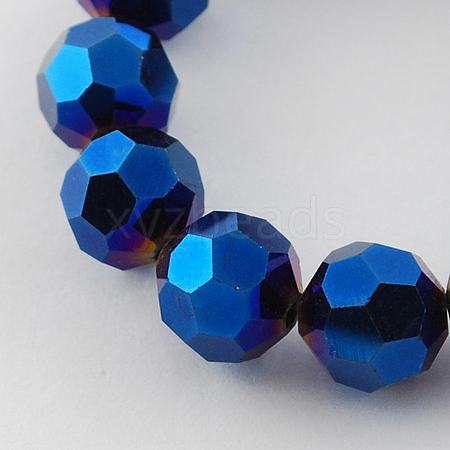 Faceted(32 Facets) Electroplate Glass Bead Strands X-EGLA-R042-6mm-01-1