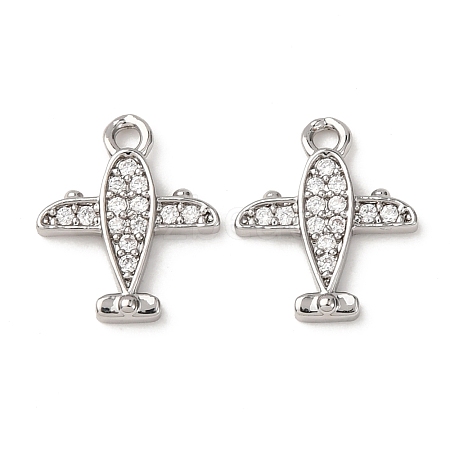 Brass Micro Pave Clear Cubic Zirconia Charms ZIRC-L105-15P-1