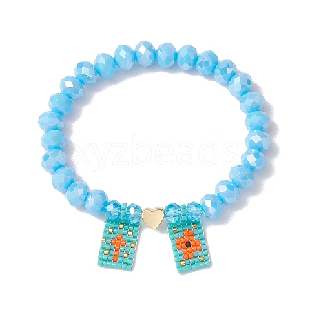 Glass Faceted Rondelle Beaded Stretch Bracelets for Women BJEW-MZ00065-02-1