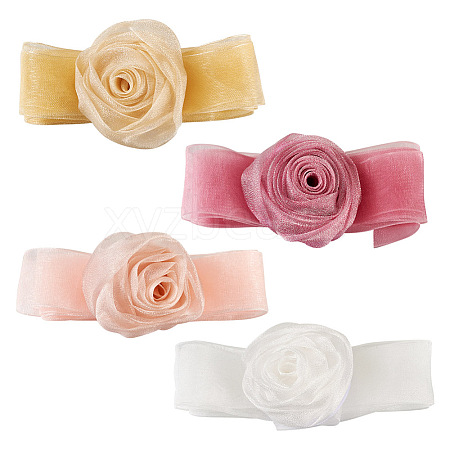 4Pcs 4Colors Cloth Rose Ribbon Chokers FIND-TA0002-27-1