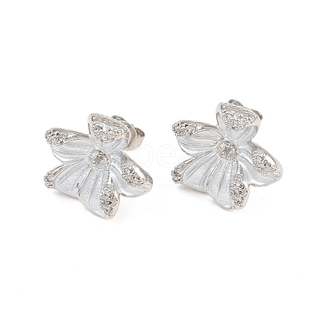 Brass Micro Pave Cubic Zirconia Stud Earring Findings CU-CBAA5EE-04P-04-1