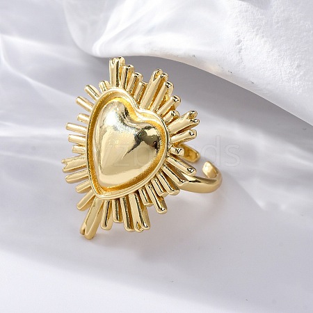 Brass Open Cuff Rings for Women RJEW-G341-04G-04-1