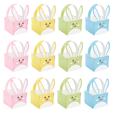 Rabbit Paper Storage Gift Boxes with Handle CON-WH0095-40-1