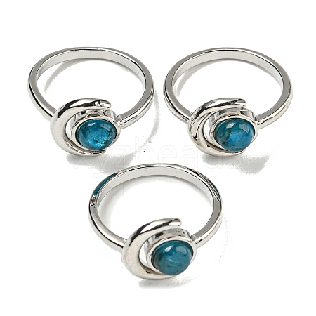 Natural Apatite Adjustable Rings RJEW-K269-09P-08-1