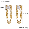 Square 304 Stainless Steel Pave Clear Cubic Zirconia Dangle Earring STAS-OY012-03G-2