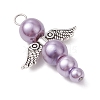 Pearlized Glass Pearl Bead Pendants PALLOY-JF03204-01-4