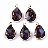 Teardrop Assembled Synthetic Bronzite and Regalite/Imperial Jasper Pendants G-N330-022-D03-1