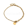 304 Stainless Steel Charm Anklet with Satellite Chains for Women AJEW-C021-06-2