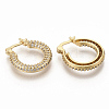 Brass Micro Pave Clear Cubic Zirconia Hoop Earrings EJEW-S208-059-1