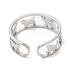 Non-Tarnish 304 Stainless Steel Cat Open Cuff Ring for Women RJEW-M149-15P-2