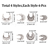 24Pcs 4 Style Tibetan Style Alloy Chandelier Component Links FIND-AR0003-56-2