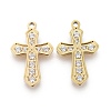 316 Surgical Stainless Steel Cubic Zirconia Tiny Cross Charms X-STAS-F256-018G-2