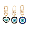 DICOSMETIC 3Pcs 3 Styles Evil Eye Alloy Enamel Pendant Decoration KEYC-DC0001-22-8