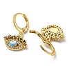 Evil Eye Real 18K Gold Plated Brass Dangle Leverback Earrings EJEW-A033-06G-05-2