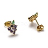 Brass Micro Pave Cubic Zirconia Stud Earrings EJEW-H123-01G-2