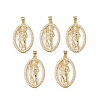 Rack Plating Brass Micro Pave Cubic Zirconia Pendants KK-F848-03G-4