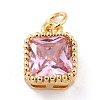 Real 18K Gold Plated Brass Inlaid Cubic Zirconia Charms ZIRC-L100-073G-06-2