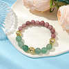 Round Natural Green Aventurine & Rhodonite Beaded Stretch Bracelets BJEW-JB10626-2