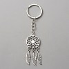 Woven Net/Web with Feather Alloy & Resin Pendant Keychain KEYC-WH0029-71AS-2