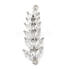 Rack Plating Brass Pave Clear Cubic Zirconia Leaf Links Connector Charms KK-P277-49P-1