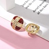 Brass Enamel Stud Earrings EJEW-B115-01G-01-3