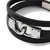 Men's Black PU Leather Cord Multi-Strand Bracelets BJEW-K243-05AS-2