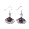 Natural Amethyst Ginkgo Leaf Dangle Earrings with Crystal Rhinestone EJEW-A092-03P-25-2