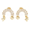 Brass Pave Clear Cubic Zirconia Stud Earrings for Women EJEW-S225-10G-02-2