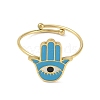 Ion Plating(IP) Hamsa Hand with Eye 304 Stainless Steel Enamel Ring RJEW-A038-01G-2