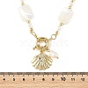 Ocean Brass Shell Shape Pendant Natural Trochid Shell & Freshwater Pearl Beaded Necklaces for Women NJEW-JN06408-4