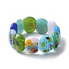 Handmade Millefiori Lampwork Beaded Stretch Bracelets for Men Women BJEW-G738-01B-03-4