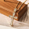 Brass Clear Cubic Zirconia Heart Cross Pendant Box Chain Necklaces for Women PW-WG79844-02-1