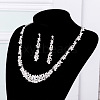 Flower Alloy Crystal Rhinestone Link Necklaces & Stud Dangle Earring Sets for Women FS-WG2AC0B-01-4