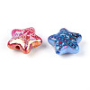 Christmas UV Plating Printed Opaque Acrylic Beads MACR-N018-06-2