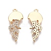 Brass Micro Pave Clear Cubic Zirconia Pnedants KK-C005-13G-1