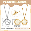 2Pcs 2 Colors Stainless Steel Paw Print Photo Locket Pendant Necklaces for Women NJEW-NB0001-39-2
