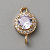 Light Gold Plated Brass Pave Cubic Zirconia Connector Charms KK-CJC0001-41KCG-04-1
