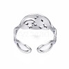 Non-Tarnish 304 Stainless Steel Moon and Star Open Cuff Ring RJEW-T023-12P-2