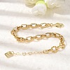 Brass Oval & Twist Ring Link Chain Bracelets for Women BJEW-F531-06G-3
